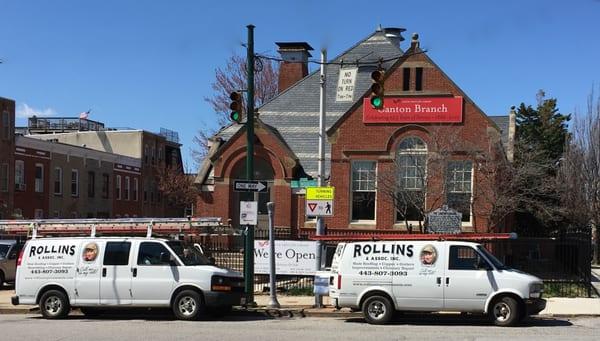 Installing copper gutters for Canton Public Library.