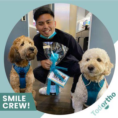 Your Friday Smile Crew ready to congratulate a patient for finishing treatment!  
*
#smilecrew #drtodor #todortho #todorthodontics #sf