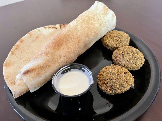 Side of Falafel and warm Pita Bread