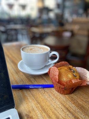 Chai latte and pumpkin muffin