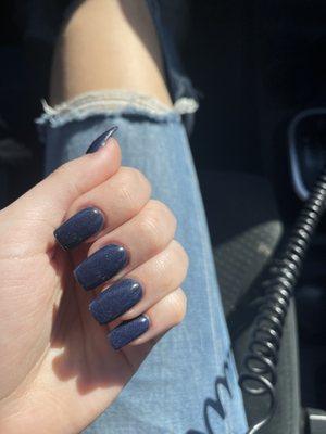 Sparkly Navy Blue UV gel nails