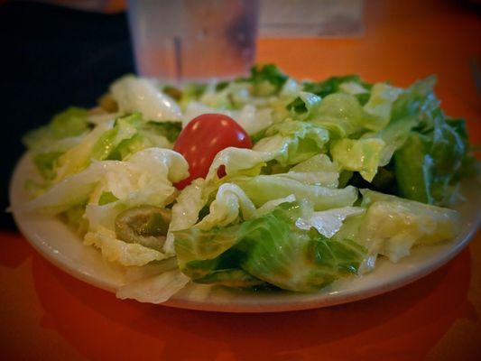 Crispy salad and don't bother asking for dressing it's already on there and there's no other choices.