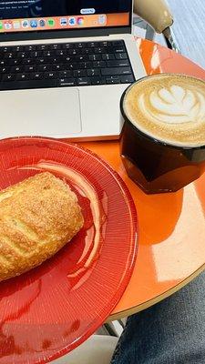 Cappuccino and apple strudel