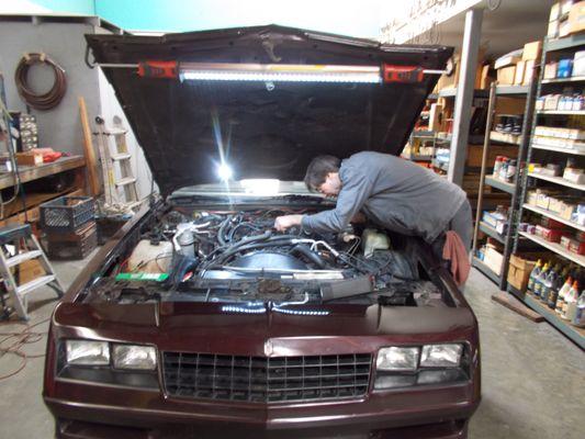 John doing final touches on new 350 in the 85 Monte Carlo in 2018