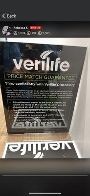 Verilife price matches any and all products