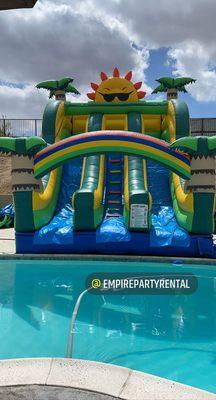 Waterslide into our swimming pool was so much fun for the kids