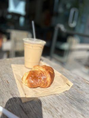 Butter croissant and iced latte