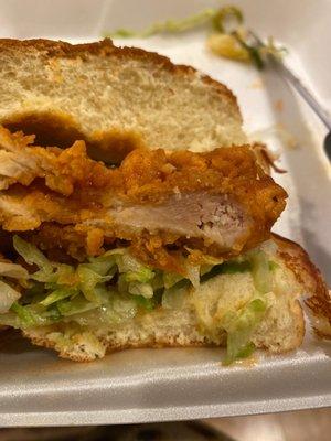 Buffalo chicken sandwich, all brown