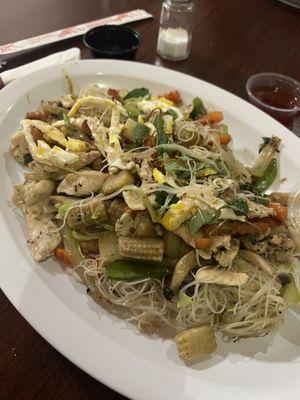 Fried Egg Noodle Stir - fry With All Vegetables And a chicken! Yummy