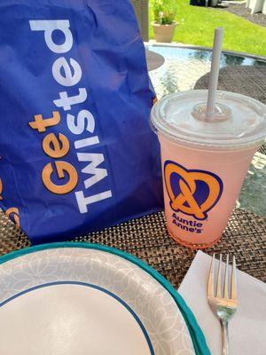 Time to enjoy Auntie Anne's Pretzels with a Watermelon Lemonade on the patio. 7/26/2024