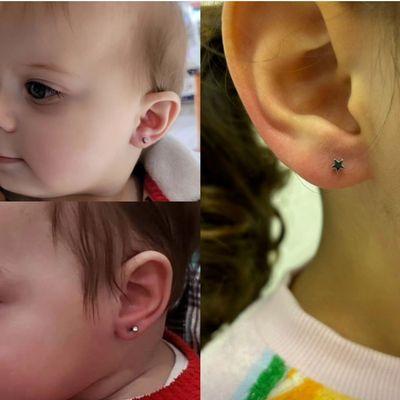 We start piercing at 6 months with high quality( Nickel FREE) jewelry