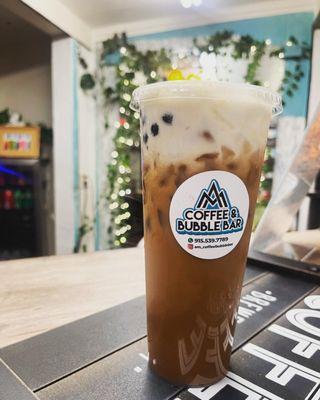 Iced latte with boba