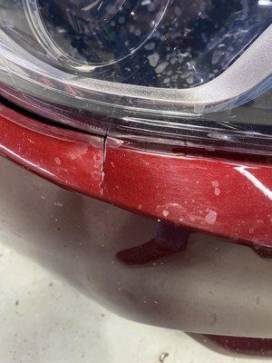 Cracked front bumper