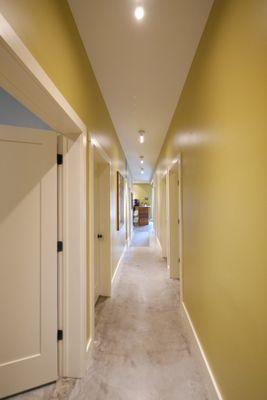 Hallway and treatment rooms.