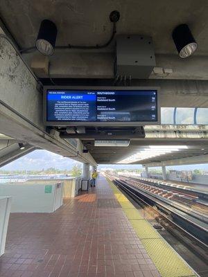 Displays on the platform.   Arrival times.