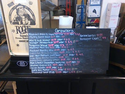 Here's a list of all the beers on tap for your growlers!