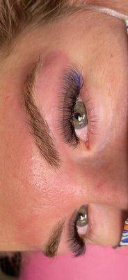 Hybrid Lash Extensions with a pop of color