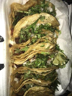 Lengua, cachete, and chorizo tacos