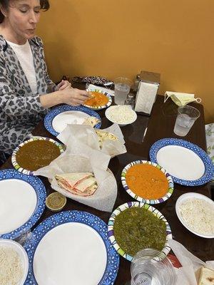 Chicken tikka masala and chicken saag