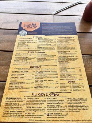 The two sided menu. So many choices