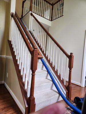 Steep stairs to upstairs hallway