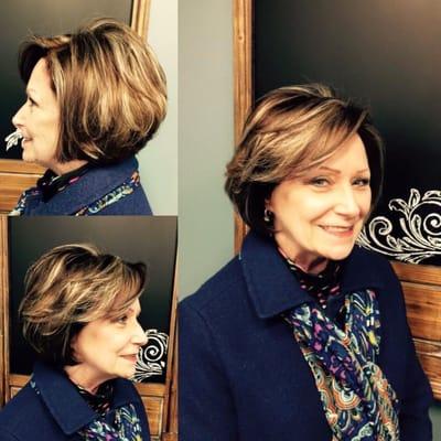 Sharon's new color with a beautiful cut by Paula!