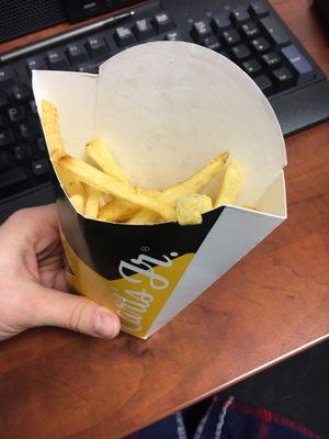 Really disappointing "large fries" old stale not warm