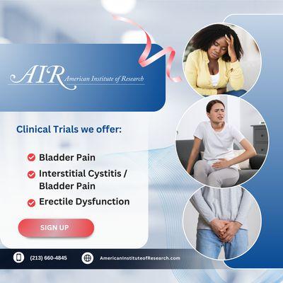 Join a Clinical Trial with AIR! 


The American Institute of Research (AIR) is conducting clinical trials for various health ...