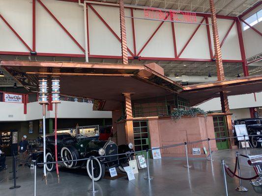 Frank Lloyd Wright gas station inside the car Museum.