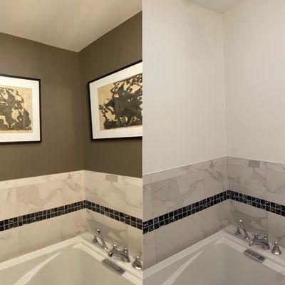 The customer wanted a lighter look to this bathroom so we provided just that. Before and After