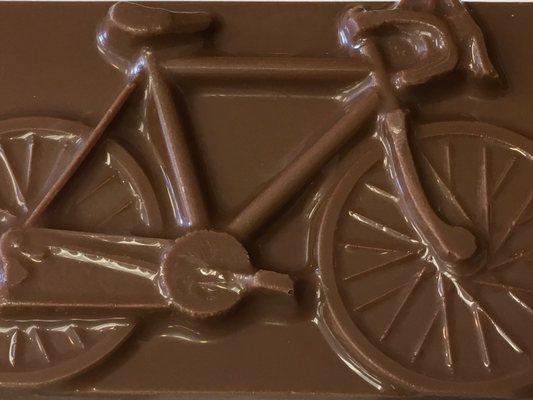 Flat Bicycle Mold in Milk Chocolate.