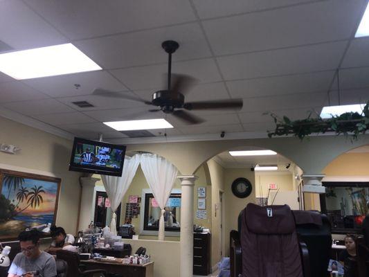 TV and massage chairs when you do your pedicure for a comfortable environment.