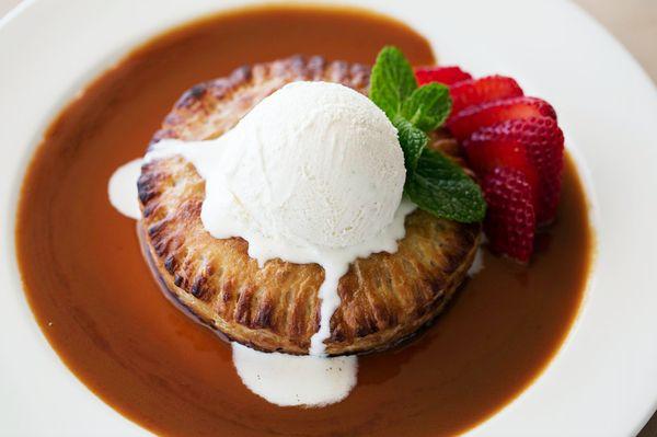 Warm Crisp Apple Tart With Caramel Sauce and Vanilla Bean Ice Cream