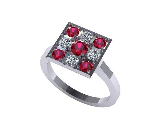 Ruby and diamonds ring