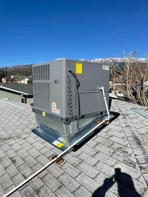 From no central heating/cooling, to a high efficiency heat pump package unit here in Yucaipa.