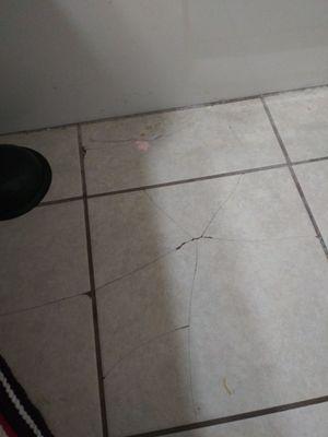 Bathroom floor by tub