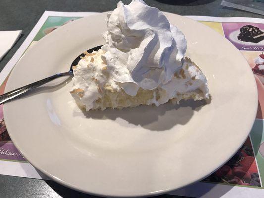 Coconut cream pie with extra whipped cream. So fn good. Equally as good as the chocolate cream pie!!