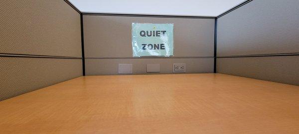 Jury assembly has many quiet zone cubicles with power plugs.