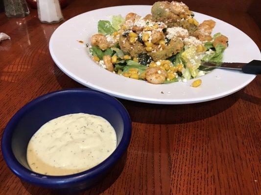 Fried Avocado Salad with jalapeno ranch