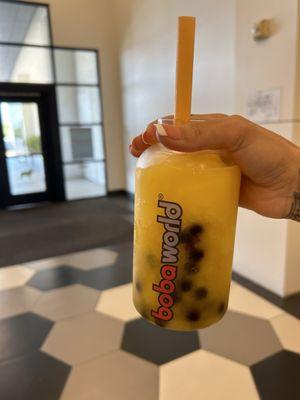 Pineapple Mango Slush with Boba