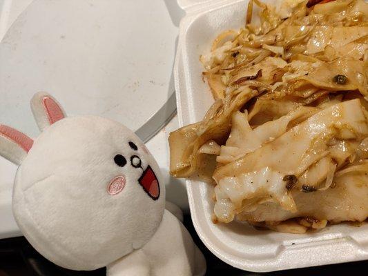 Cony got the (vegetarian) chow funn (fried flat noodles)... Includes onions, cabbage, and bean sprouts