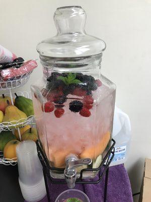 Fruit-infused water for clients!