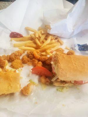 Shrimp Poboy and fries