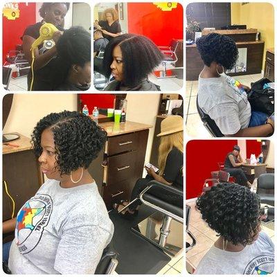 Bob cut on natural hair, then a twist-out