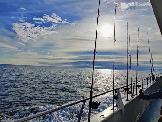 Nice weather and unbelievable view riding out to the fishing spot.