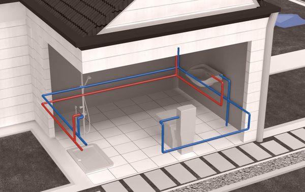 Water Main, check valve, and distribution