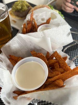 Sweet Potato Fries and Maple Cream