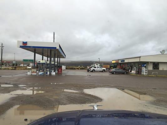 Gas pumps and c-store.