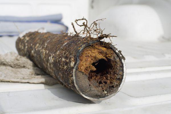 Root Intrusion in an old cast iron pipe