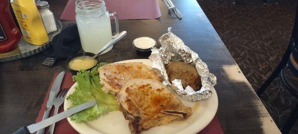 Pork Chops with Baked Potato.  Very tasty.